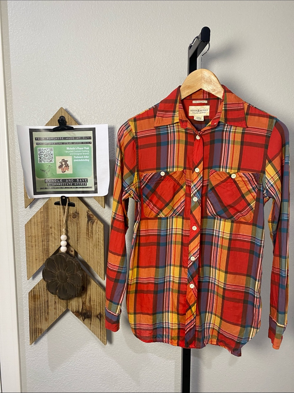 Ralph Lauren Red Orange Plaid Button-Down Shirt